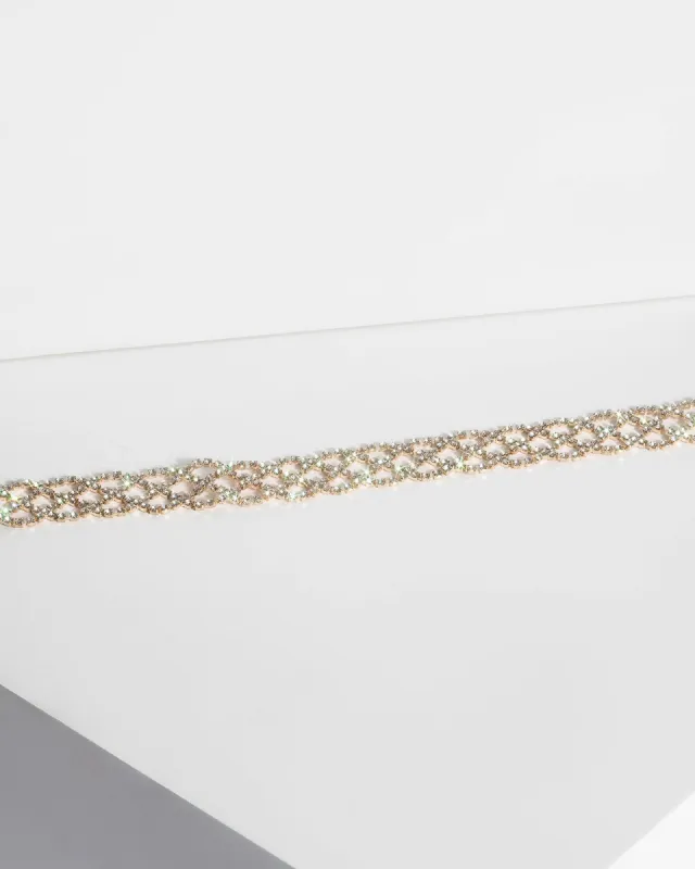 Gold Diamante Crossover Pattern Choker sold by Collete Hayman