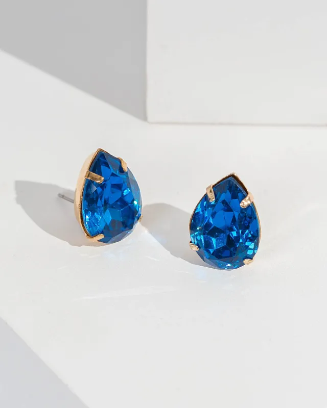 Blue Teardrop Crystal Stud Earrings sold by Collete Hayman