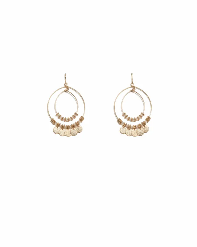 Gold Tone Textured Disc Charm Fine Circle Earrings sold by Collete Hayman