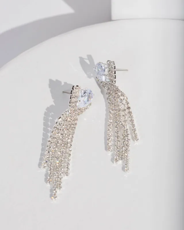 Silver Crystal Drop Earrings sold by Collete Hayman