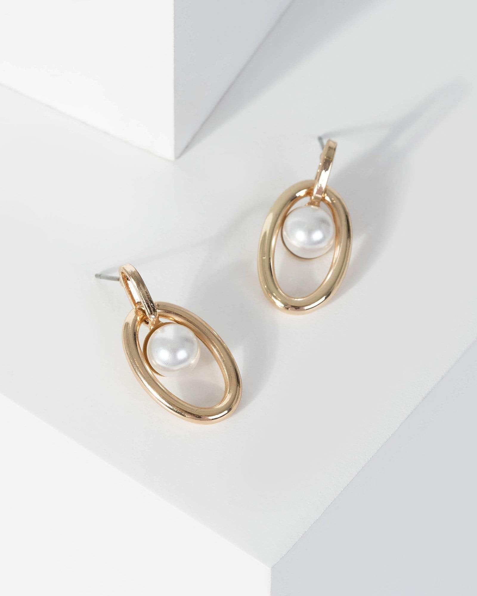 Gold Pearl Oval Stud Earrings sold by Collete Hayman