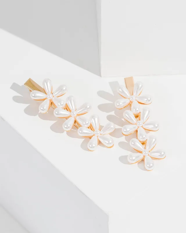 Pearl 2 Pack  Pearl Flower Hair Slides sold by Collete Hayman
