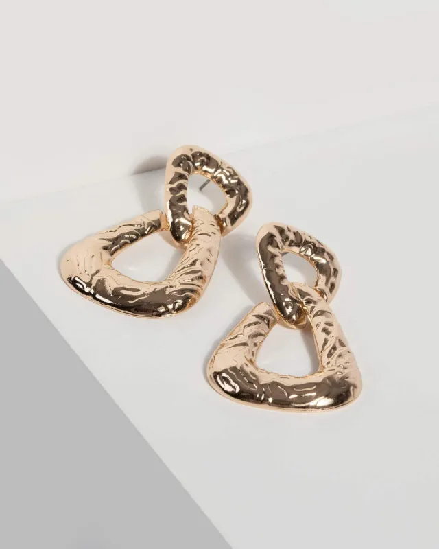 Gold Double Triangle Drop Earrings sold by Collete Hayman