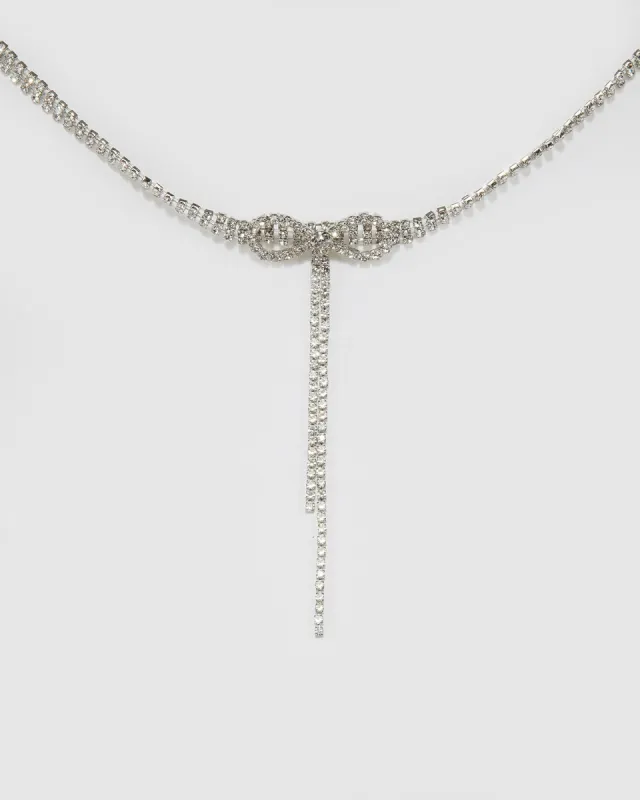Crystal Bow Rhodium Choker Necklace sold by Collete Hayman