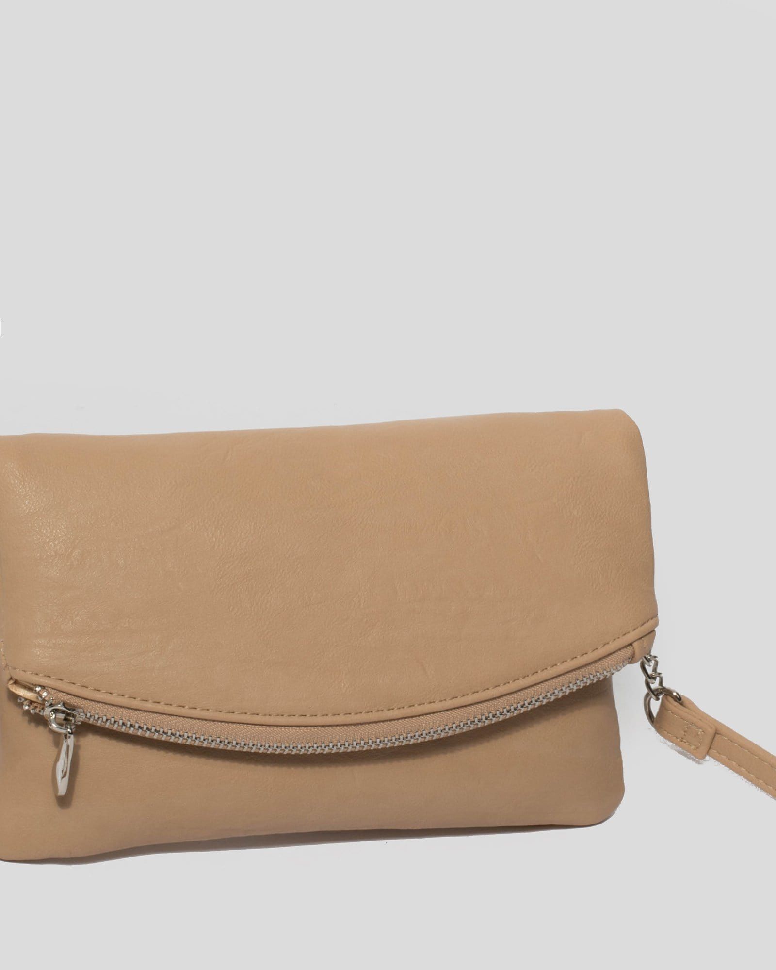 Beige Zoe Fold Over Clutch Bag sold by Collete Hayman product image thumbnail 2