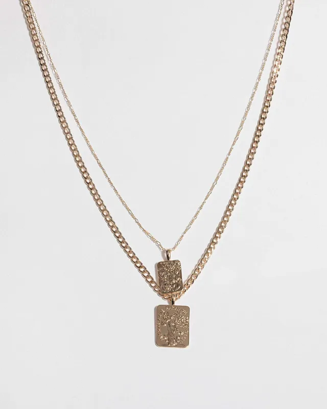 Gold Double Square Pendant Necklace sold by Collete Hayman