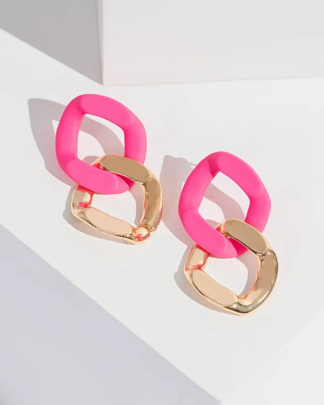 Pink Matte Chain Link Earrings sold by Collete Hayman