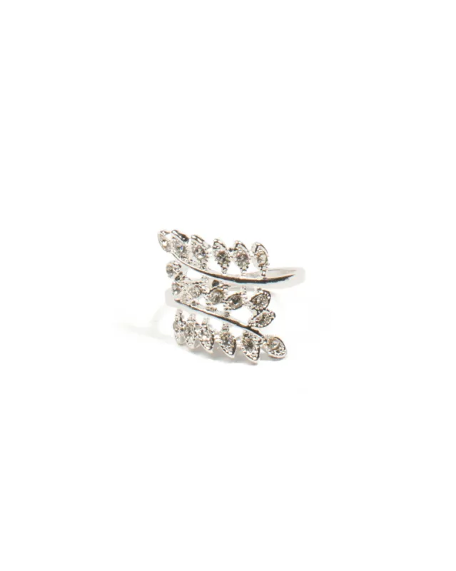 Diamante Leaf Silver Wrap Ring - Medium sold by Collete Hayman