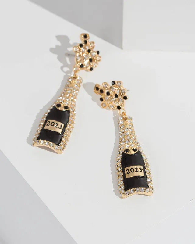 Crystal 2023 Champagne Bottle Earrings sold by Collete Hayman