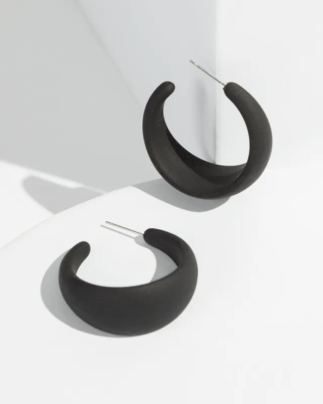 Black Acrylic Matte Painted Hoop Earrings sold by Collete Hayman
