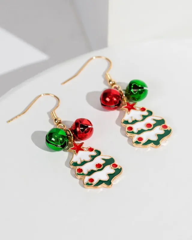 Multi Colour Christmas Tree & Bell Charm Earrings sold by Collete Hayman