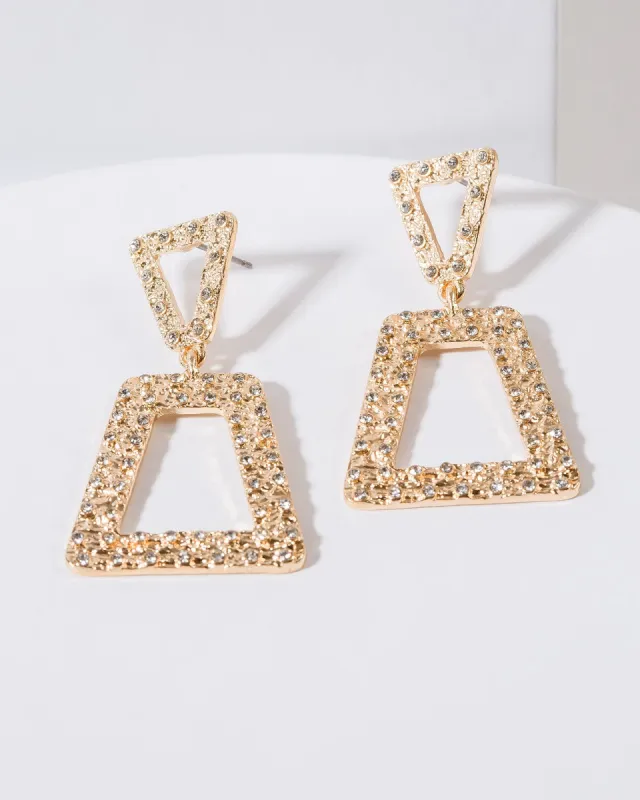 Gold Textured Triangle Postdrop Earrings sold by Collete Hayman