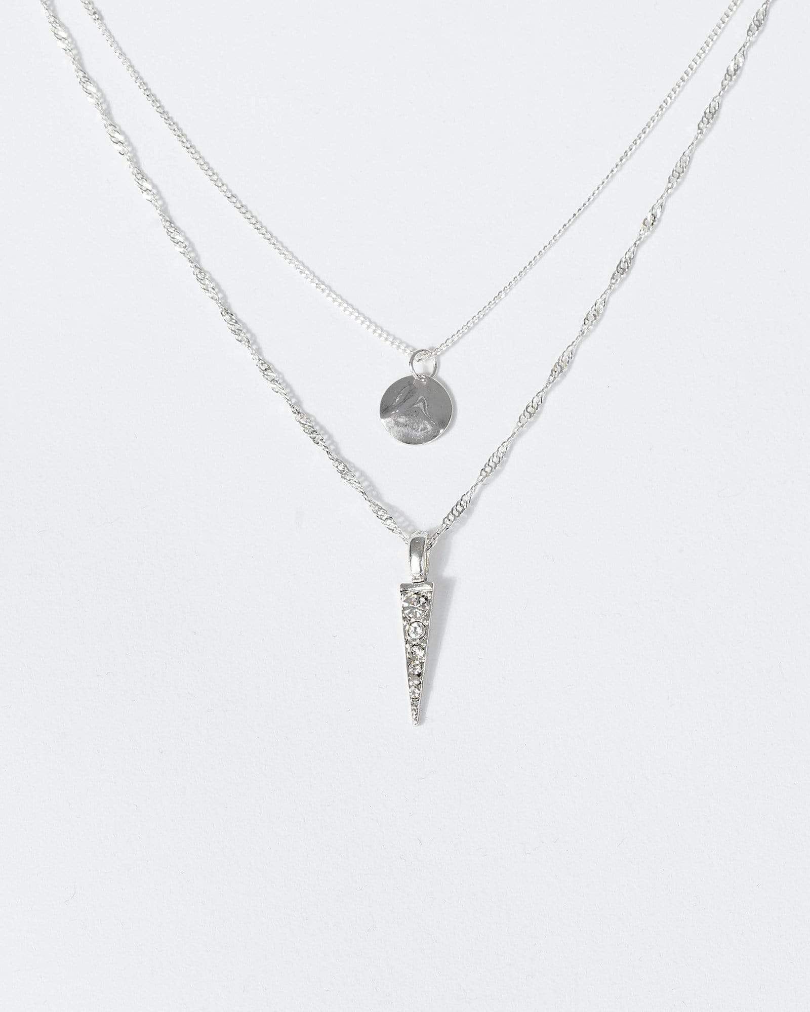 Silver Crystal Arrow Drop Necklace sold by Collete Hayman