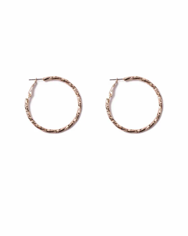 Gold Tone Detail Medium Twisted Hoop Earrings sold by Collete Hayman