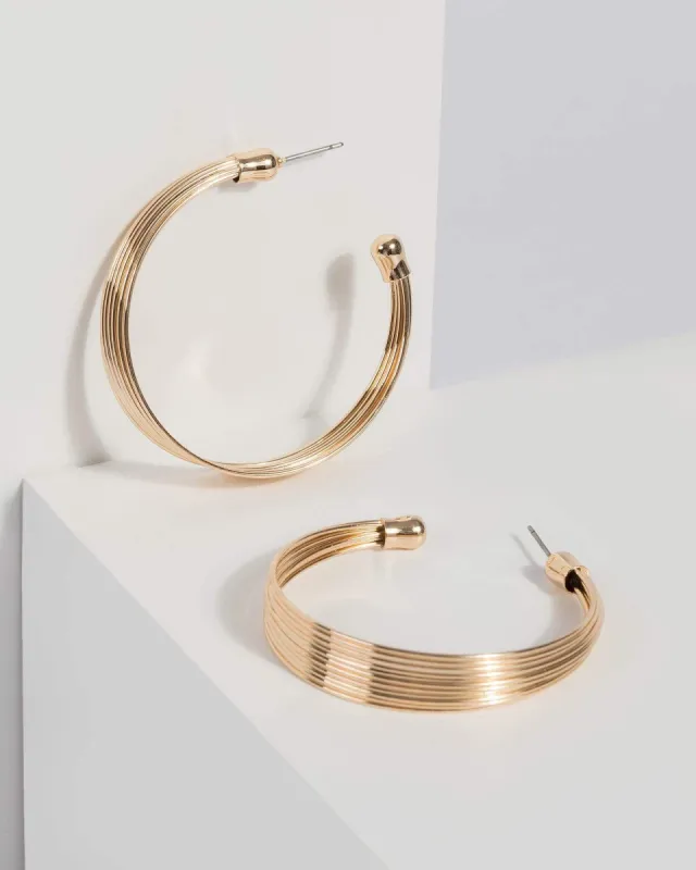 Gold Multi Row Hoop Earrings sold by Collete Hayman
