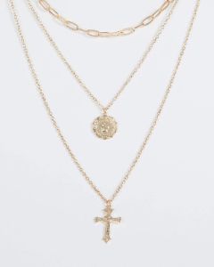 Gold Cross And Medallion Necklace sold by Collete Hayman
