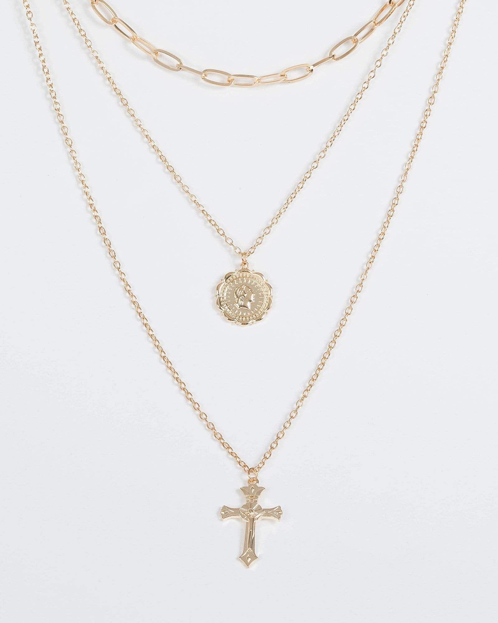 Gold Cross And Medallion Necklace sold by Collete Hayman product image thumbnail 2
