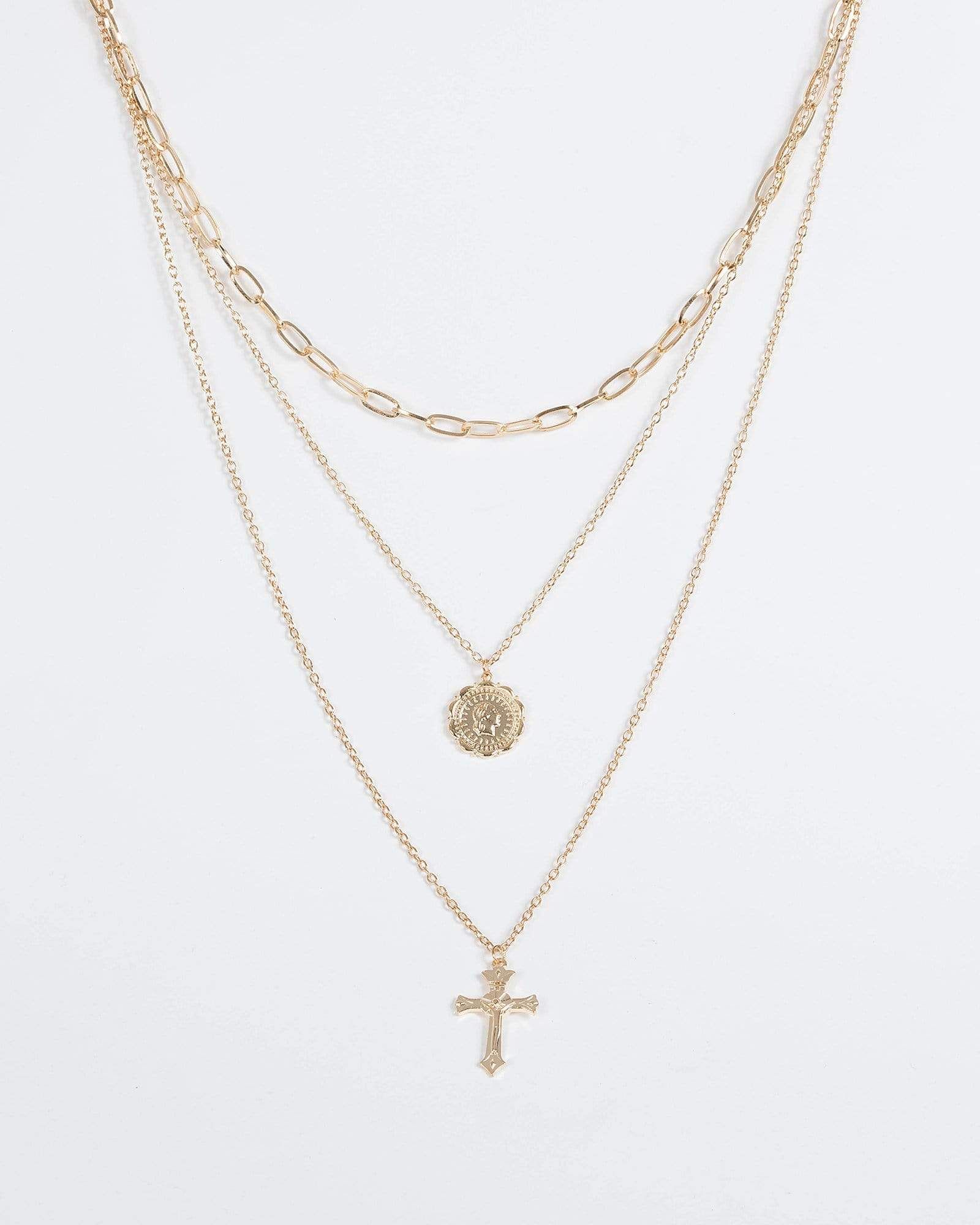 Gold Cross And Medallion Necklace sold by Collete Hayman