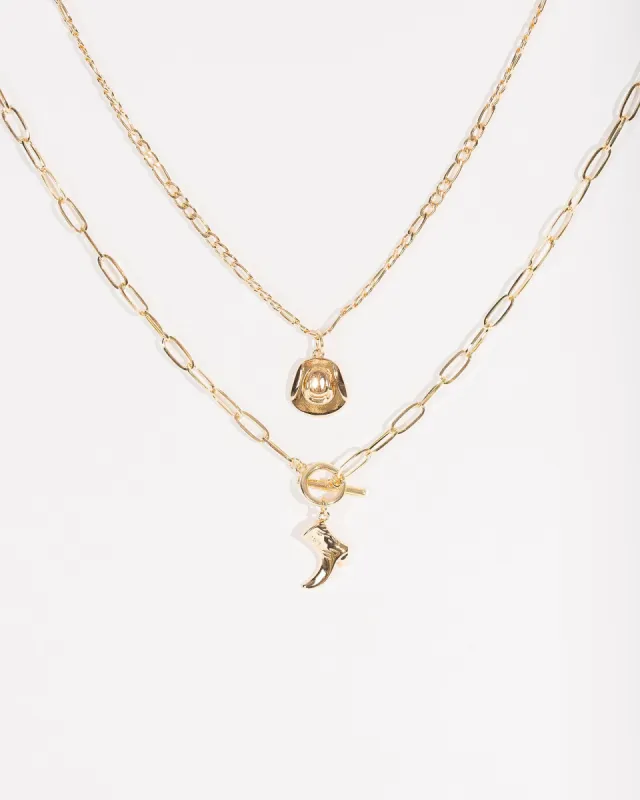 Gold Cowboy Hat And Boot Necklace Pack sold by Collete Hayman