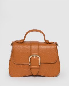 Tan Meredith Buckle Top Handle Bag sold by Collete Hayman