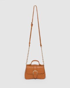 Tan Meredith Buckle Top Handle Bag sold by Collete Hayman