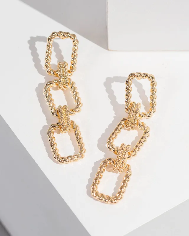 Gold Textured Multi Link Drop Earrings sold by Collete Hayman