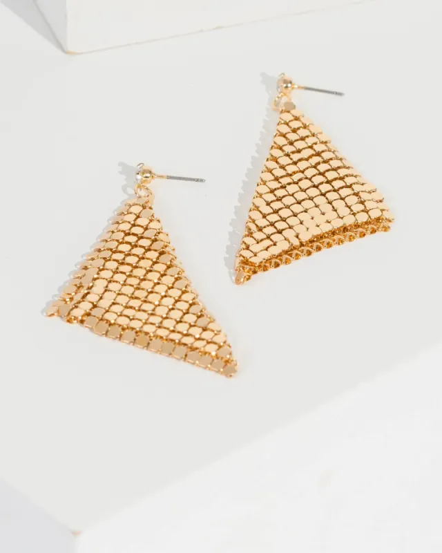 Gold Mesh Draped Drop Earrings sold by Collete Hayman