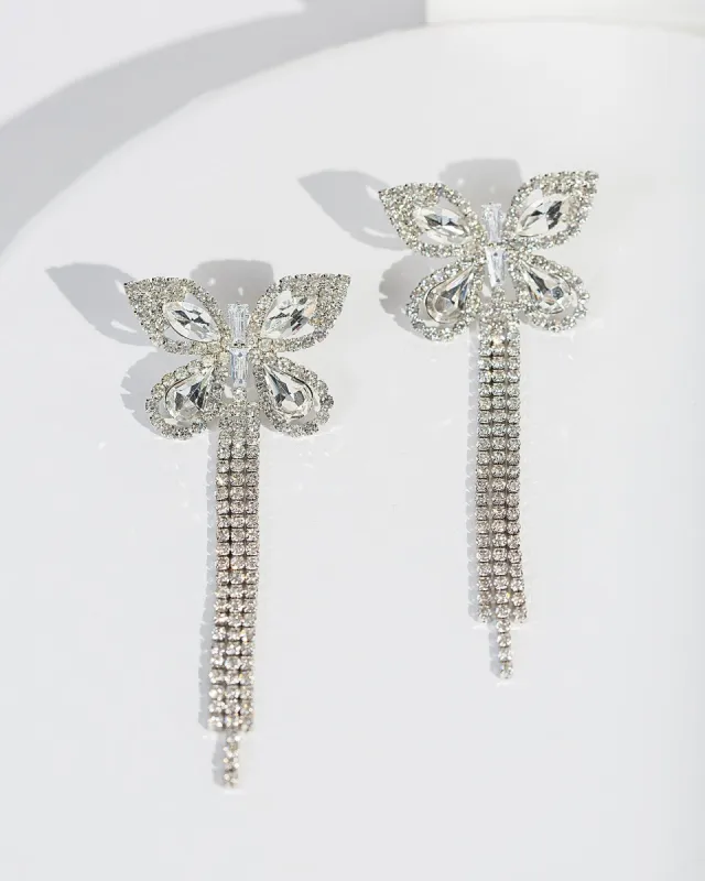 Crystal Butterfly Tassel Statement Earrings sold by Collete Hayman