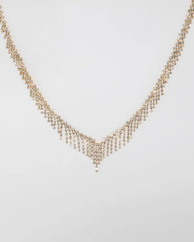 Crystal Teardrop Chain Tassel Statement Necklace sold by Collete Hayman