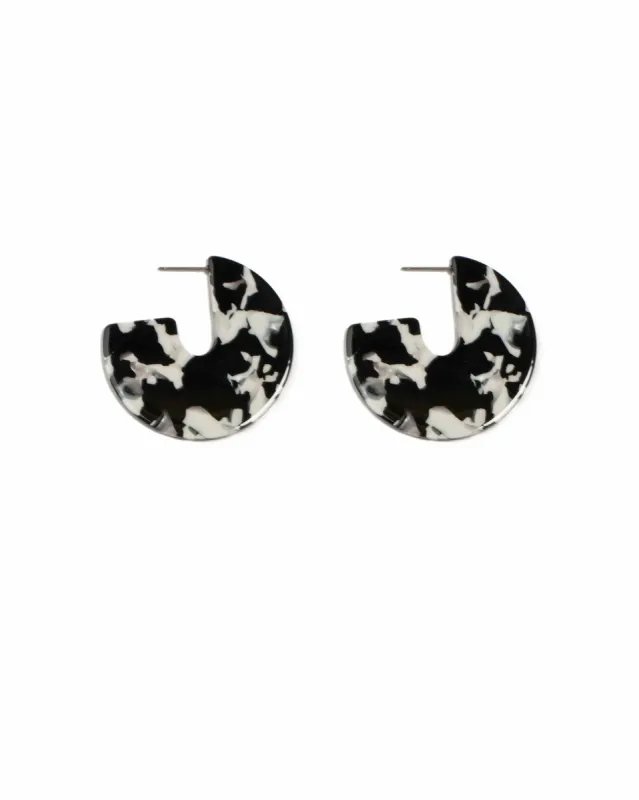 Monochrome Gold Tone Acrylic Hoop Earrings sold by Collete Hayman