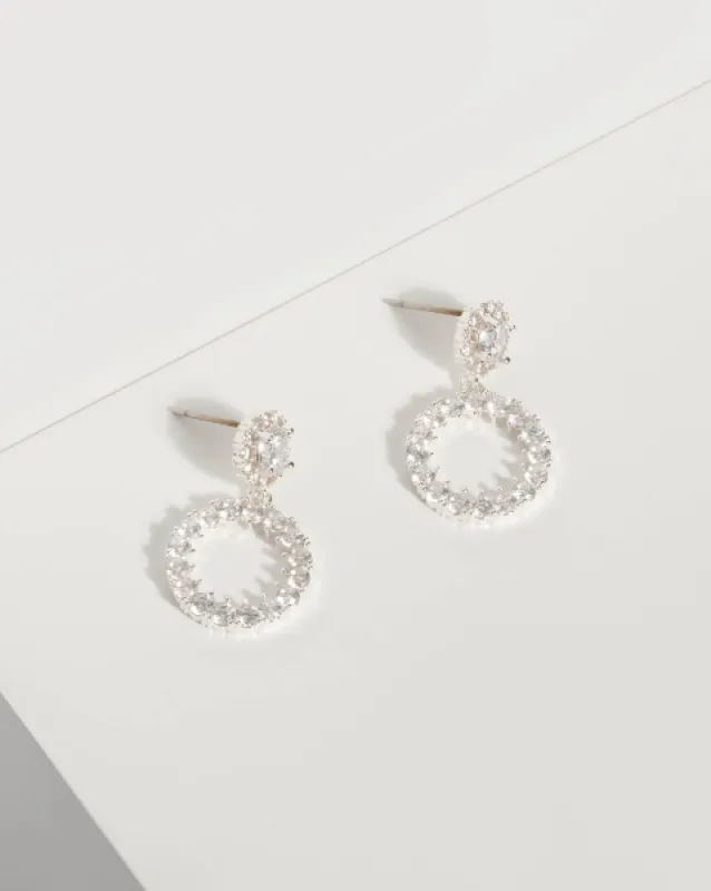 Silver Crystal Circle Drop Earrings sold by Collete Hayman