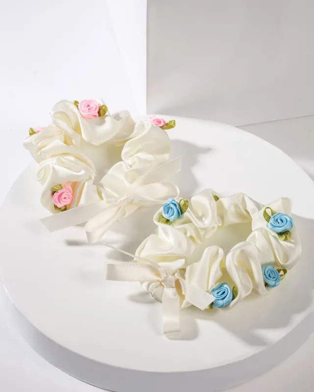 Multi Colour 2 Pack Rosette And Bow Detail Scrunchie sold by Collete Hayman
