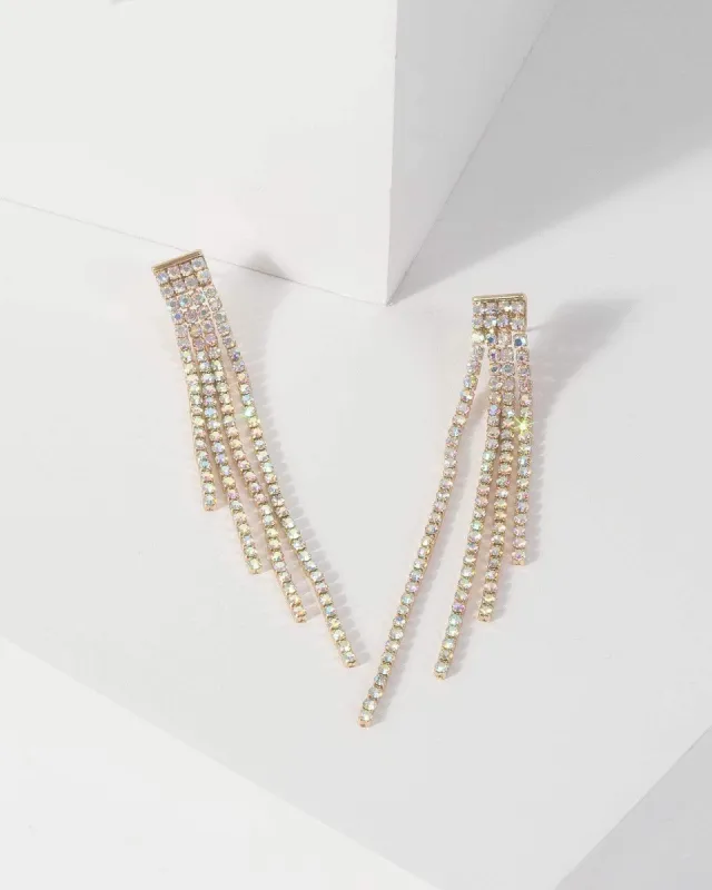 Gold Tassel Drop Crystal Earrings sold by Collete Hayman