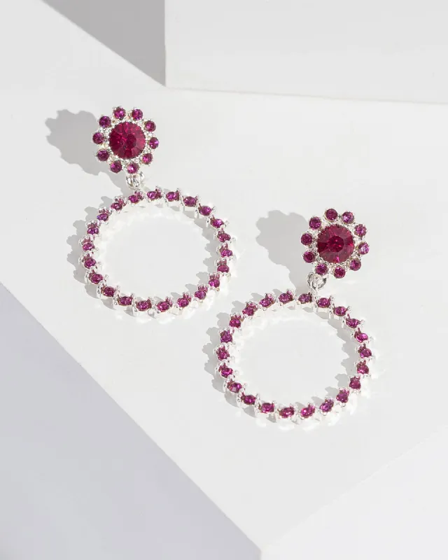 Pink Top Flower Crystal Detail Drop Earrings sold by Collete Hayman