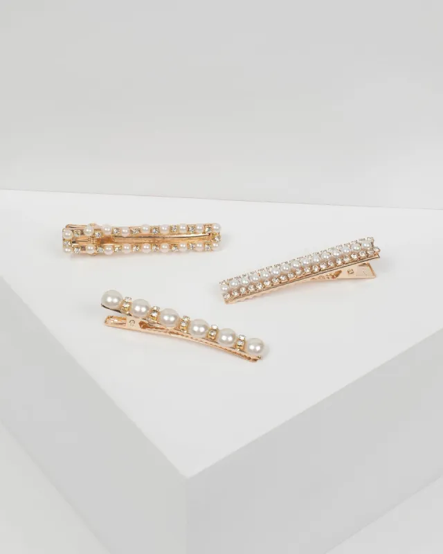 Pearl Diamante Detail Hair Slide Pack sold by Collete Hayman