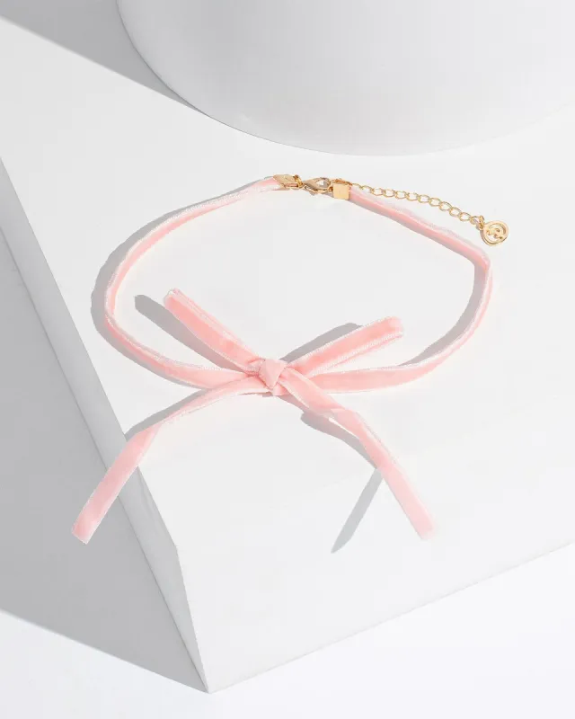 Pink Velvet Bow Choker Necklace sold by Collete Hayman