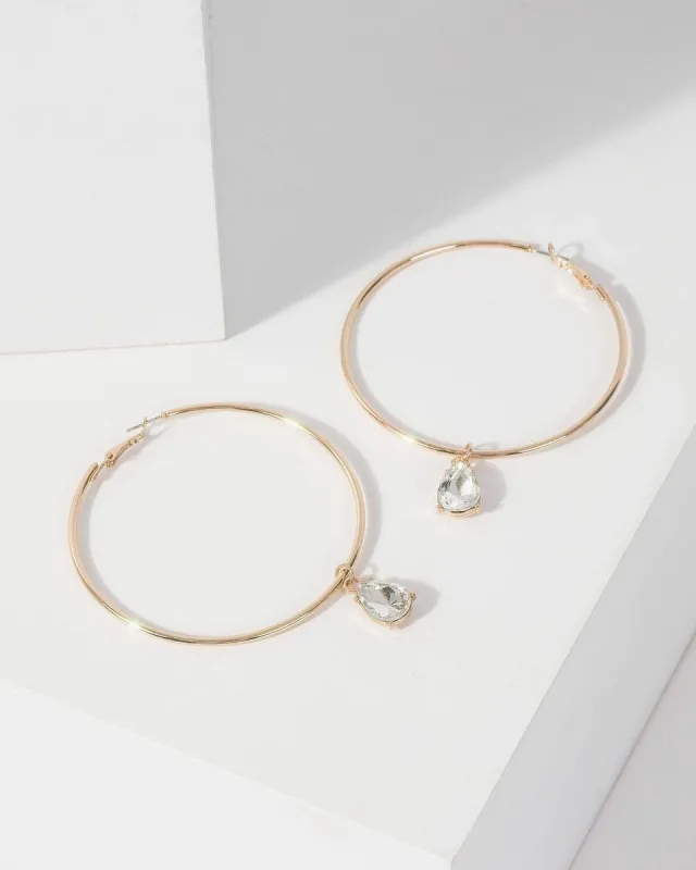 Gold Crystal Hoop Earrings sold by Collete Hayman