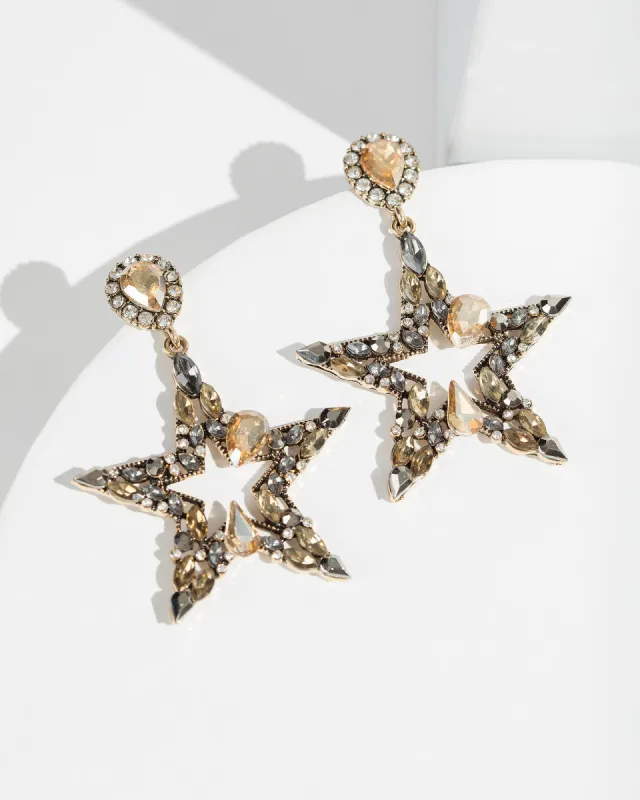 Black Star With Crystals Earrings sold by Collete Hayman