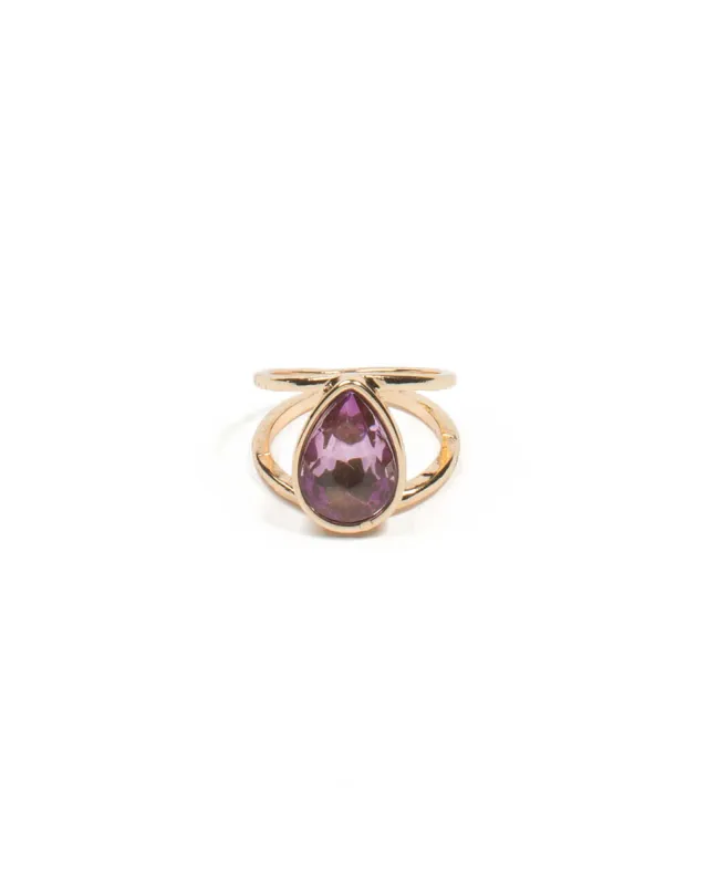 Teardrop Purple Stone Open Band Ring - Small sold by Collete Hayman