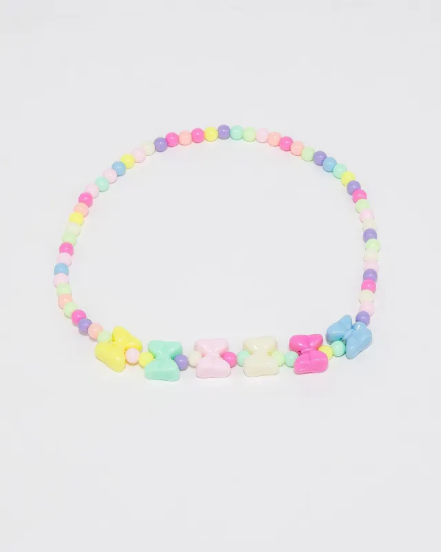Multi Colour Bow Beaded Detail Necklace sold by Collete Hayman