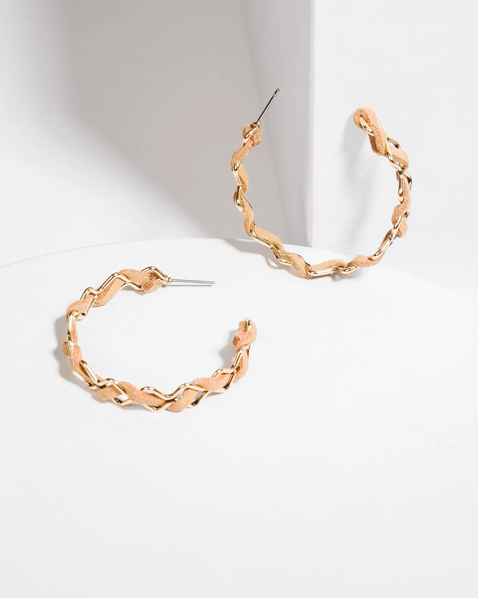 Brown Braided Hoop Earrings sold by Collete Hayman product image thumbnail 2