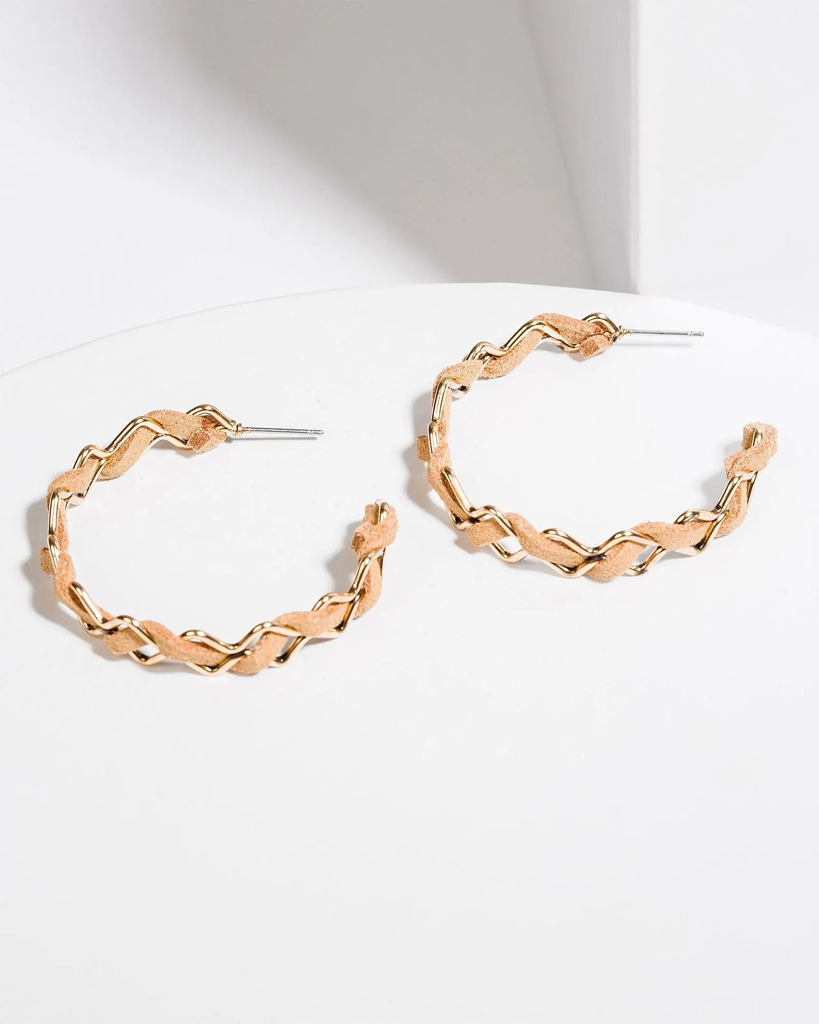 Brown Braided Hoop Earrings sold by Collete Hayman