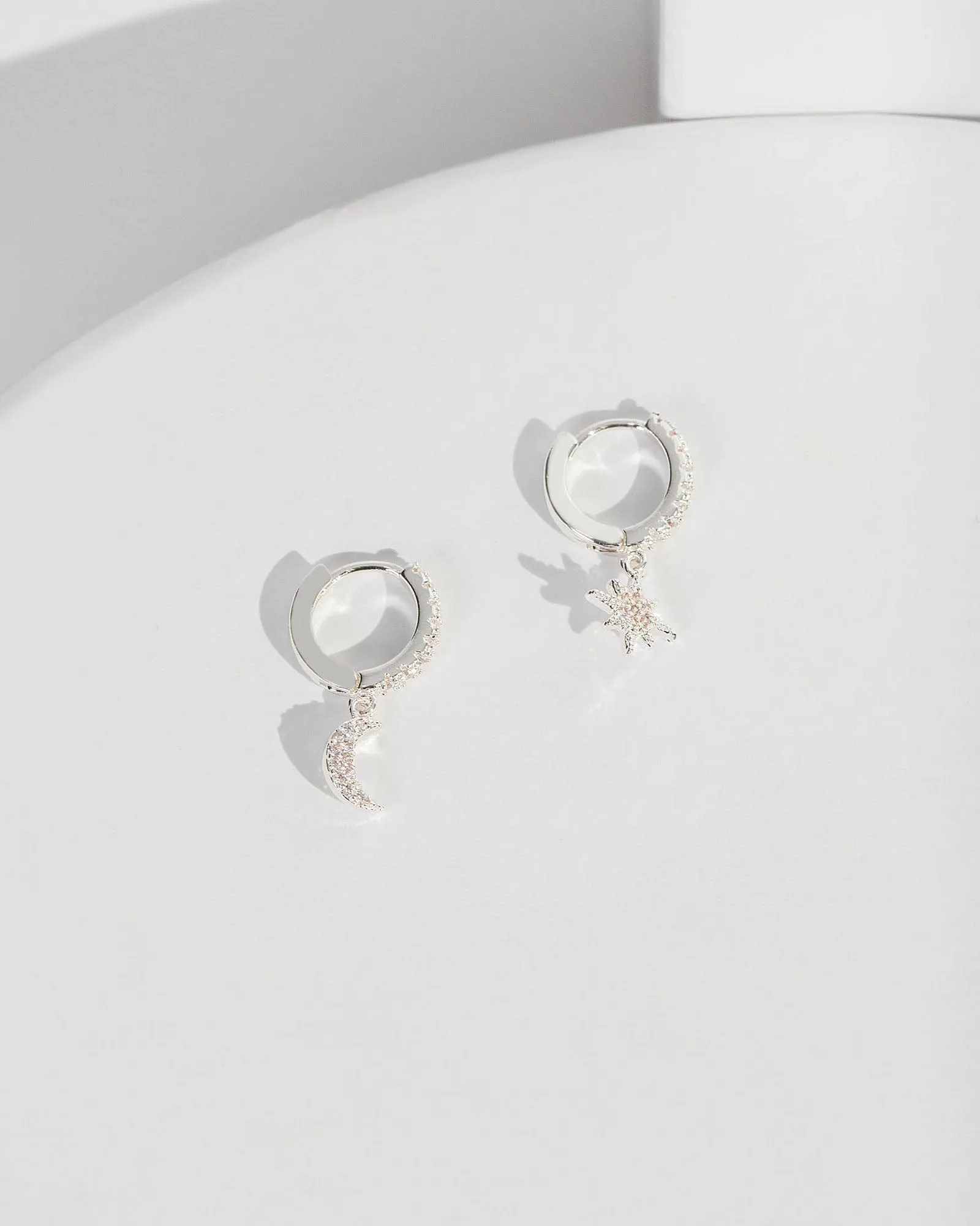 Crystal Star&Moon Cubic Zirconia Hoop Earrings sold by Collete Hayman