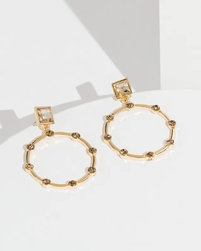 Brown Crystal Halo Earrings sold by Collete Hayman