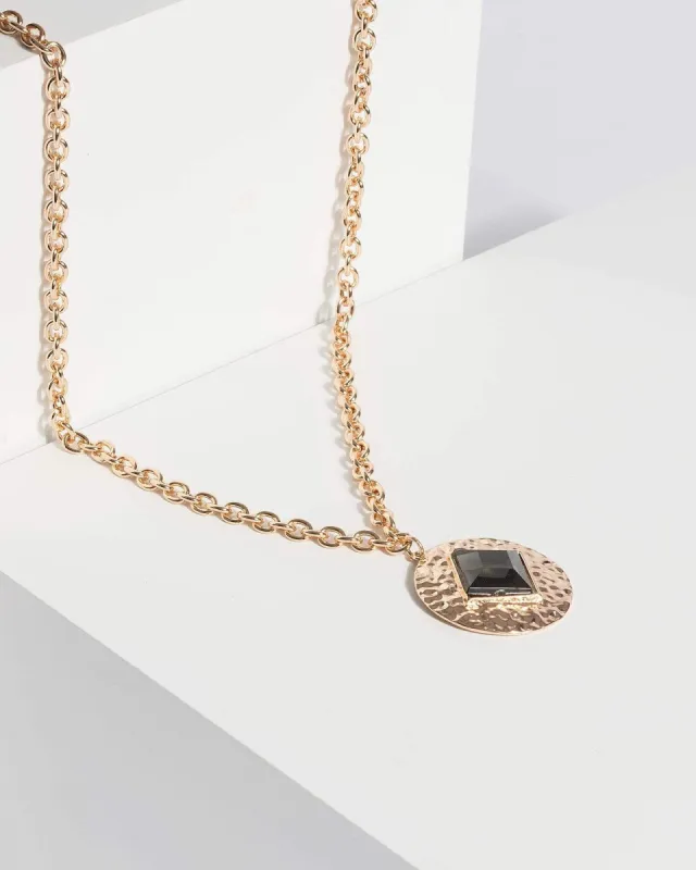 Gold Round Stone Pendant Necklace sold by Collete Hayman