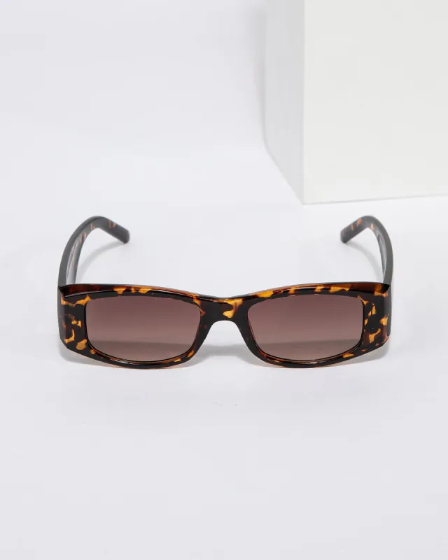 Tortoiseshell Rectangle Thick Framed Sunglasses made by Collete Hayman