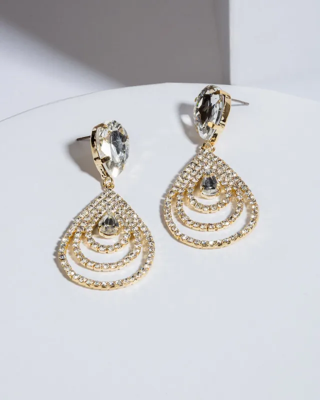 Crystal Drop Chain Tiered Earrings sold by Collete Hayman