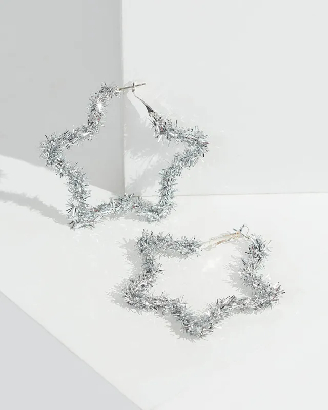Silver Tinsel Star Hoop Earrings sold by Collete Hayman