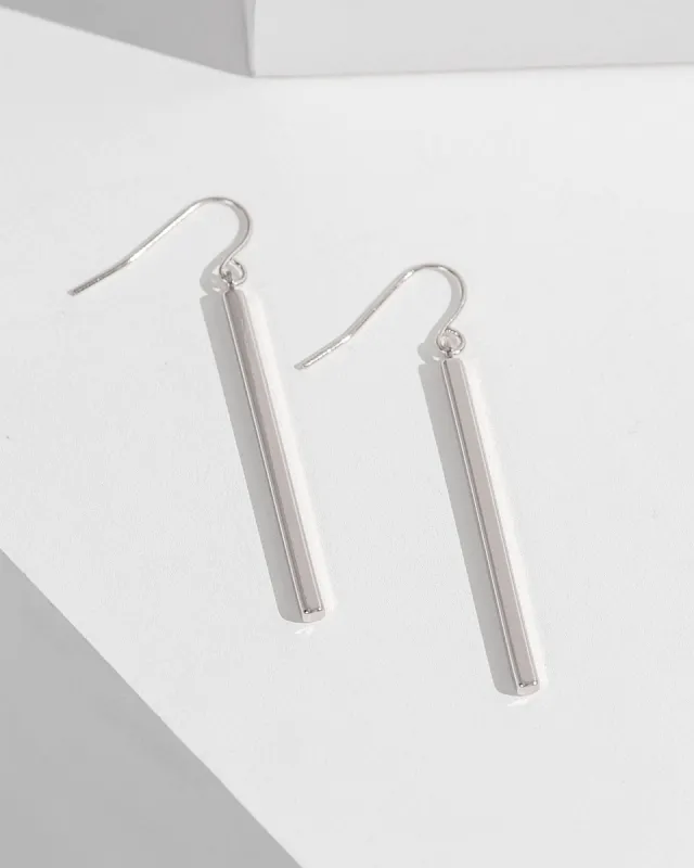 Silver Metal Bar Hook Earrings sold by Collete Hayman