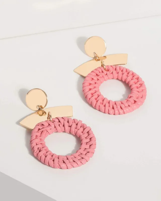 Pink Metal Woven Circle Earrings sold by Collete Hayman